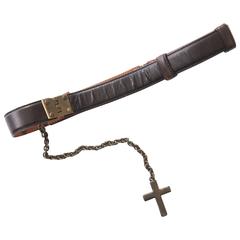 Donna Karan Chocolate Brown Leather Belt With Detachable Cross, Circa 1980's 6