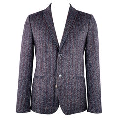 Manteau de sport DANIELE ALESSANDRINI Taille 42 Navy Burgundy White Tweed