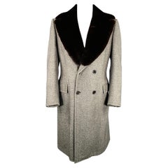BERGDORF GOODMAN Size 44 Grey Black Tweed Wool Blend Overcoat