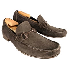 SALVATORE FERRAGAMO Size 11 Brown Suede Loafers
