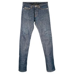 A.P.C. Size 30 Blue Contrast Stitch Cotton Straight Button Fly Jeans