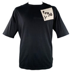 Yohji Yamamoto Taglia XL Maglietta girocollo in cotone nero con stampa logo