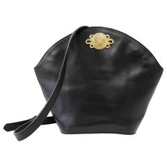 1980s Salvatore Ferragamo Black Leather Shoulderbag