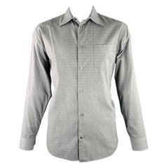 ARMANI COLLEZIONI Size XL Black White Cotton Zig Zag Long Sleeve Shirt
