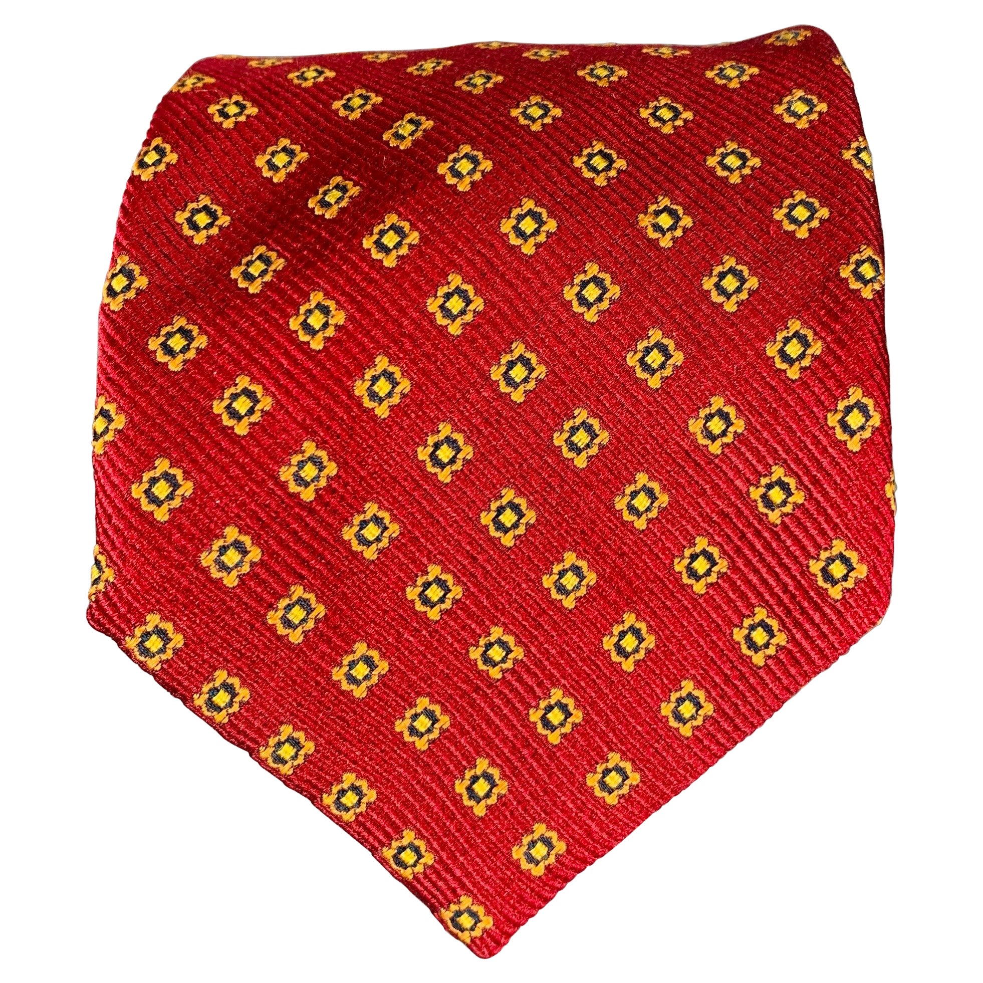 LUCIANO BARBERA Burgundy Orange Abstract Floral Silk Tie