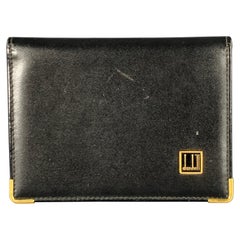 DUNHILL Portafoglio Bifold in pelle nera oro con portacarte di credito