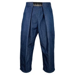KAPITAL Size L Easy Beach Go Blue Cotton Adjustable Drop Crotch Casual Pants
