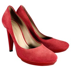 BOTTEGA VENETA Size 6.5 Burgundy Suede Platform Heels Pumps