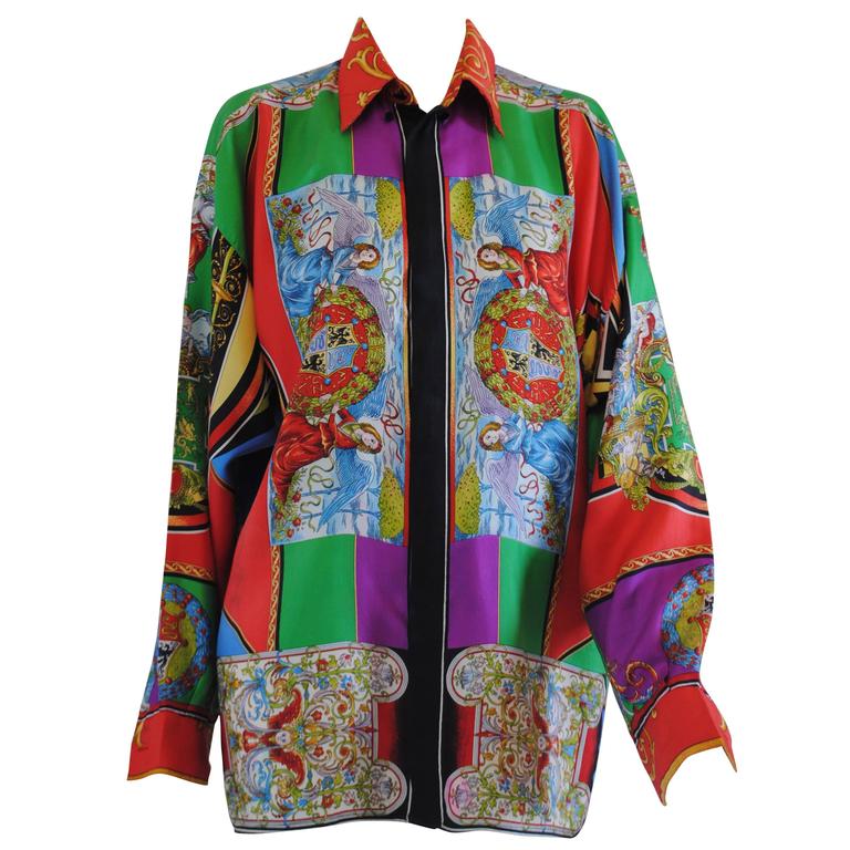 Gianni Versace multicoloured silk print shirt at 1stDibs