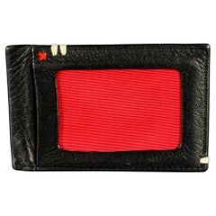 PAUL SMITH Black Red Contrast Stitch Leather Cardholder Wallet