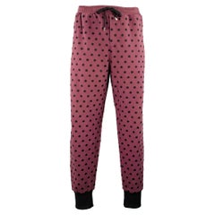 DOLCE & GABBANA Size 38 Burgundy Black Polka Dot Cotton Sweatpants Casual Pants