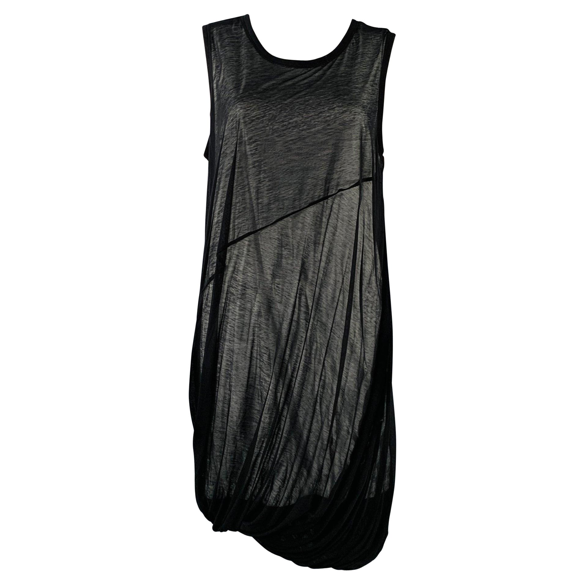 HELMUT LANG Size M Black White Cotton Layered Bubble Hem Dress For Sale