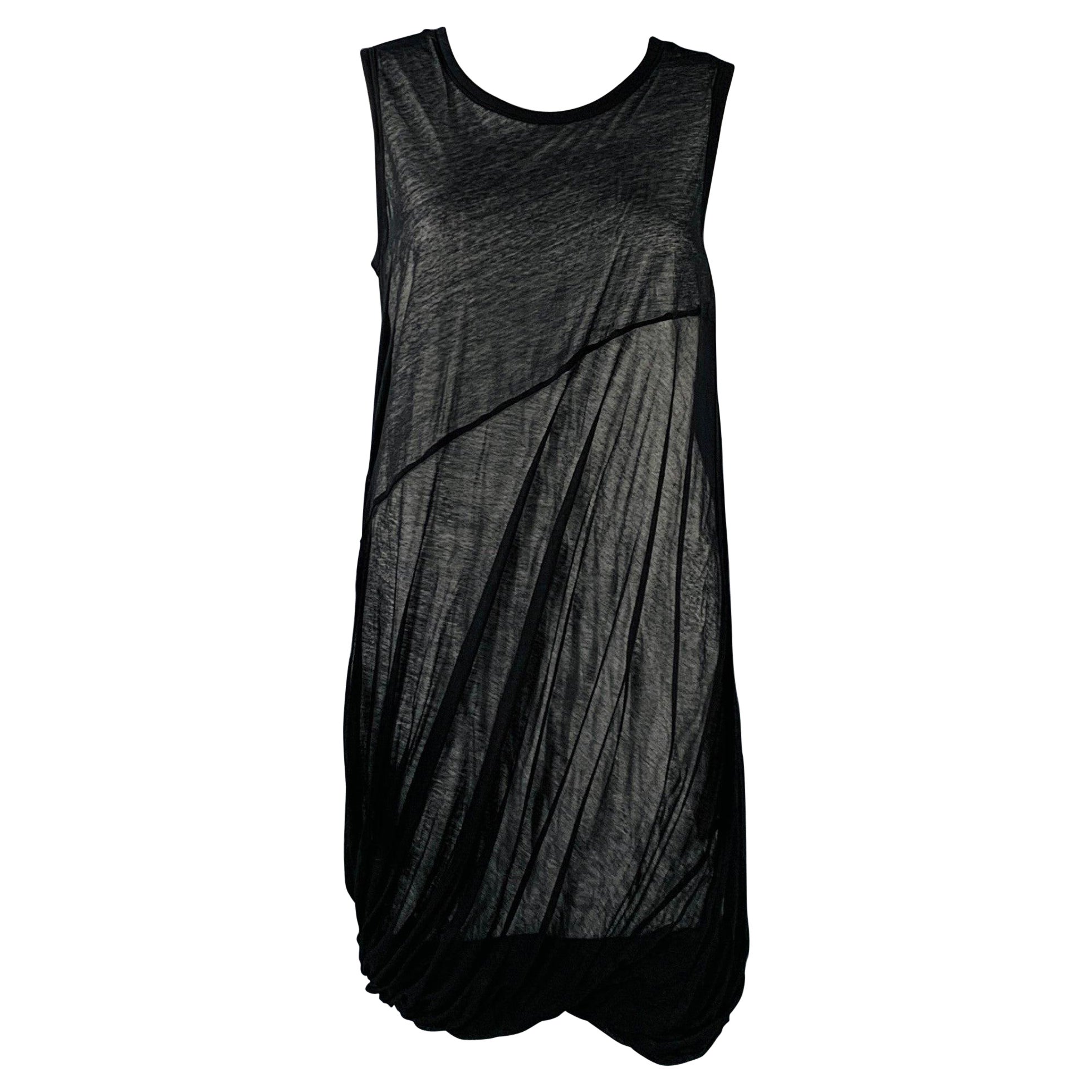 HELMUT LANG Size XS Black White Cotton Layered Bubble Hem Dress For Sale