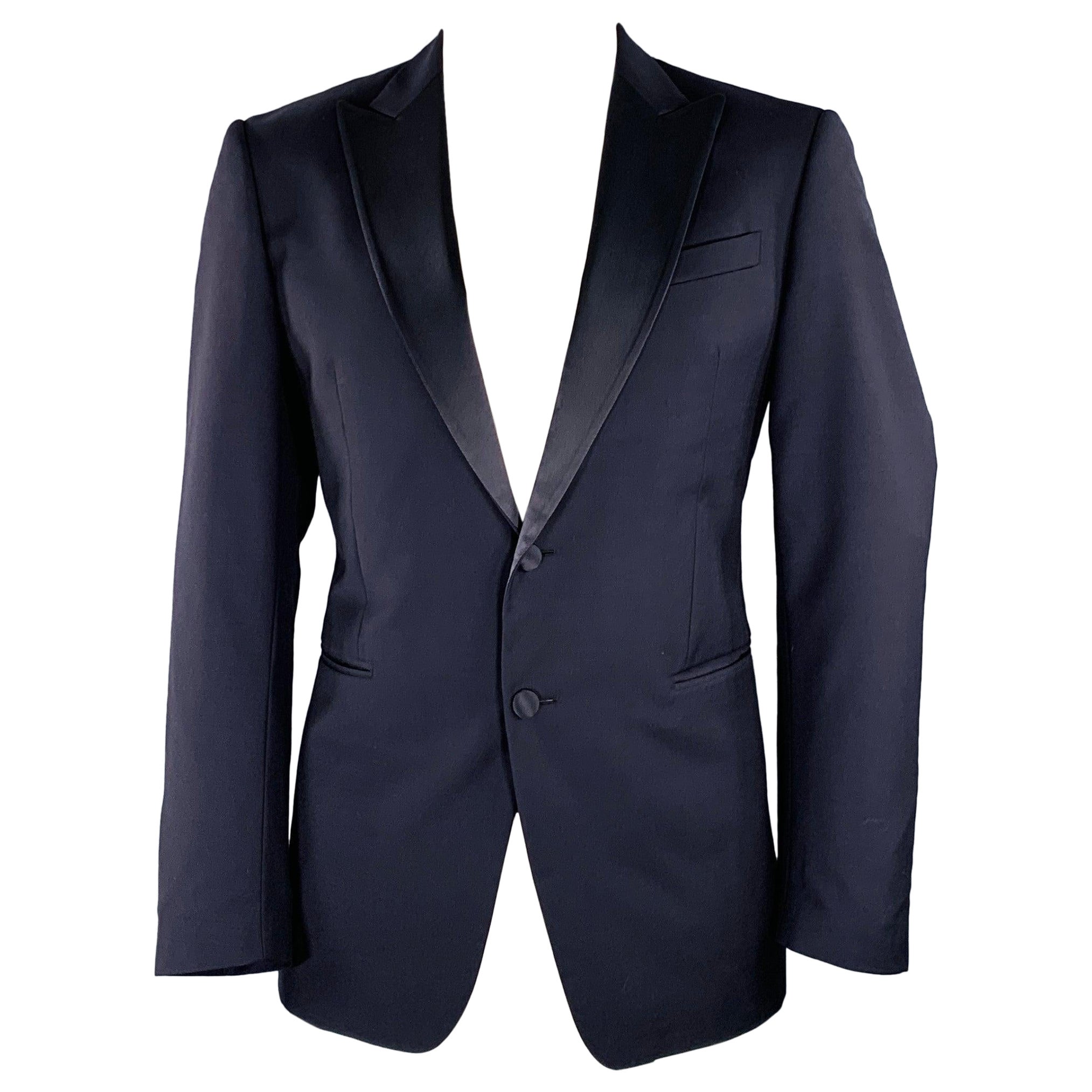 JOHN VARVATOS Größe 42 Marineblaue Smokingjacke aus Schurwolle und Mohair mit Spitzenrevers aus Schurwolle im Angebot