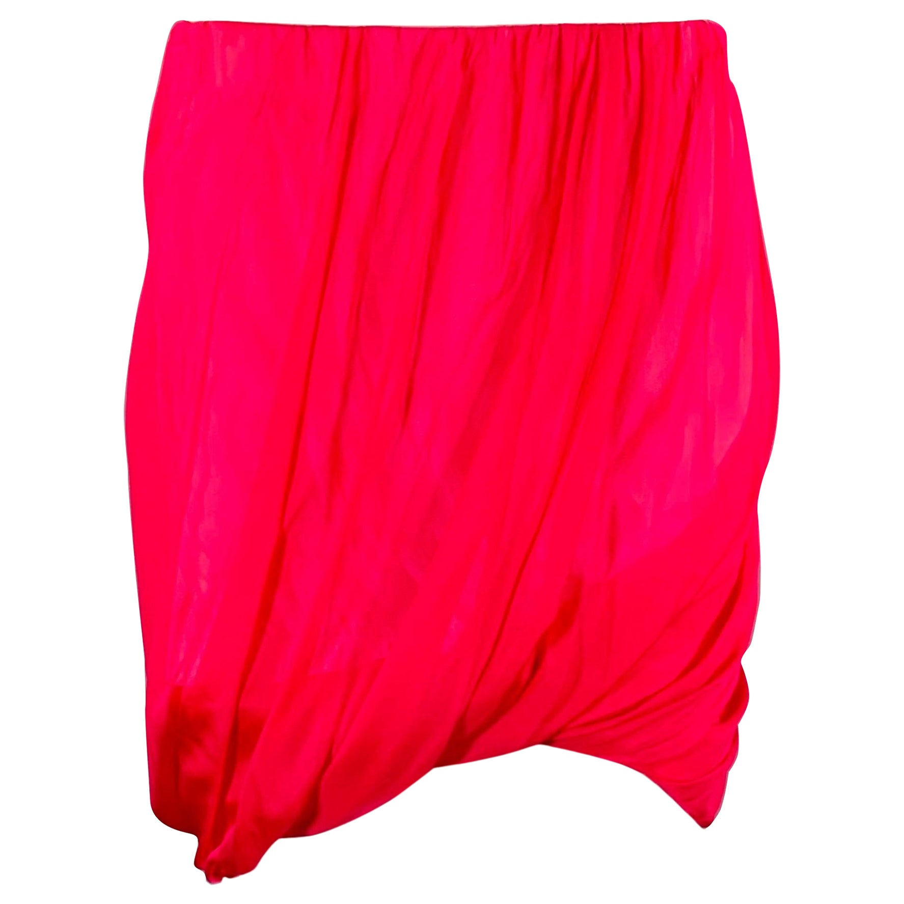 HELMUT LANG Size S Pink Silk Bubble Hem Skirt
