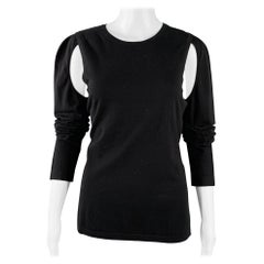 HELMUT LANG Size L Black Cut Out Crew Neck Pullover