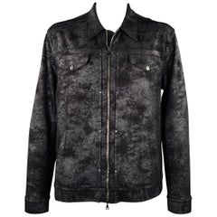 JOHN VARVATOS Chaqueta de mezcla de poliéster jaspeado gris negro talla XXL