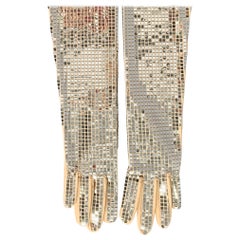Burberry London Taglia M Cindy Gem Silver Nude Checkered Guanti in Poliammide Blend