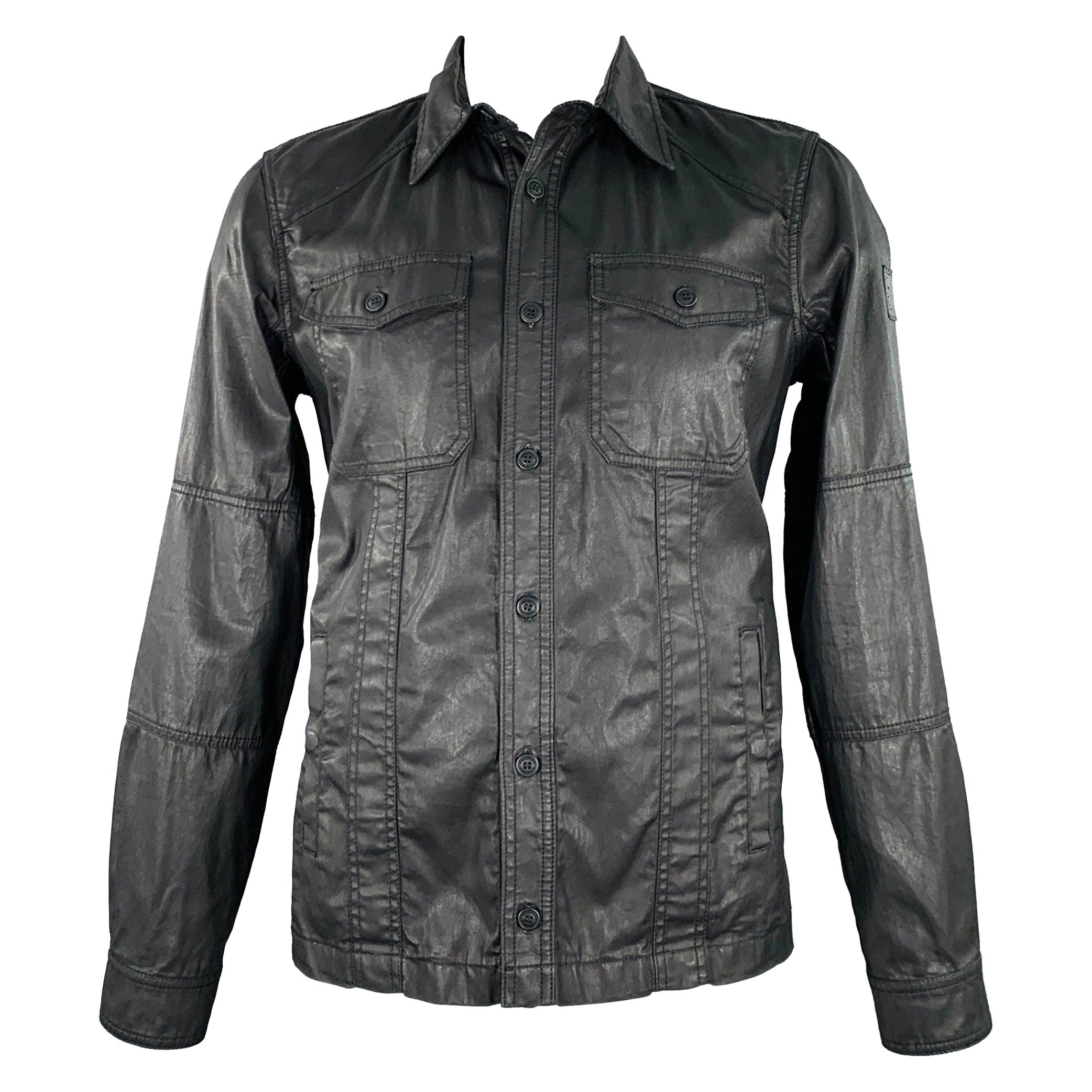 BELSTAFF Size XL Black Coated Cotton Trucker Jacket For Sale
