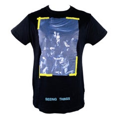 OFF-WHITE 2017 Size XXS Black Multi Color Graphic Cotton Short Sleeve T-shirt