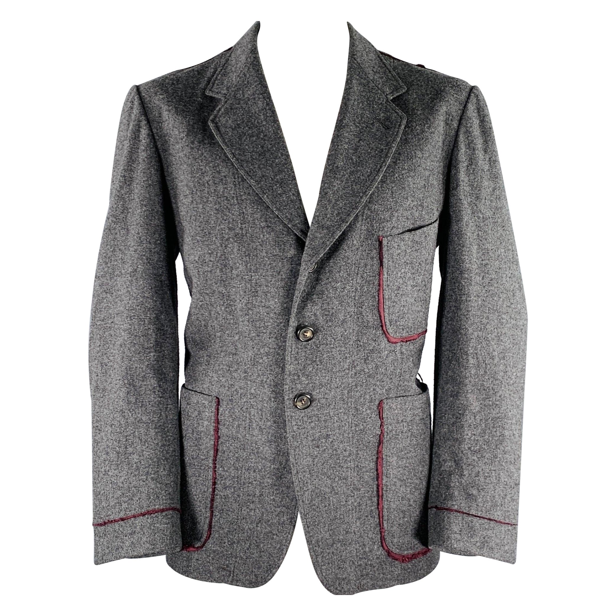 Paul Smith Taglia 42 Giacca in misto lana grigia e bordeaux con bordi a contrasto