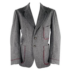PAUL SMITH Size 42 Grey Burgundy Wool Blend Contrast Trim Jacket