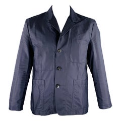 PAUL SMITH Size XL Navy Nylon Cotton Single Breasted Jacket