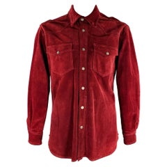 VERSACE JEANS COUTURE Size XL Burgundy Suede Western Shirt Jacket