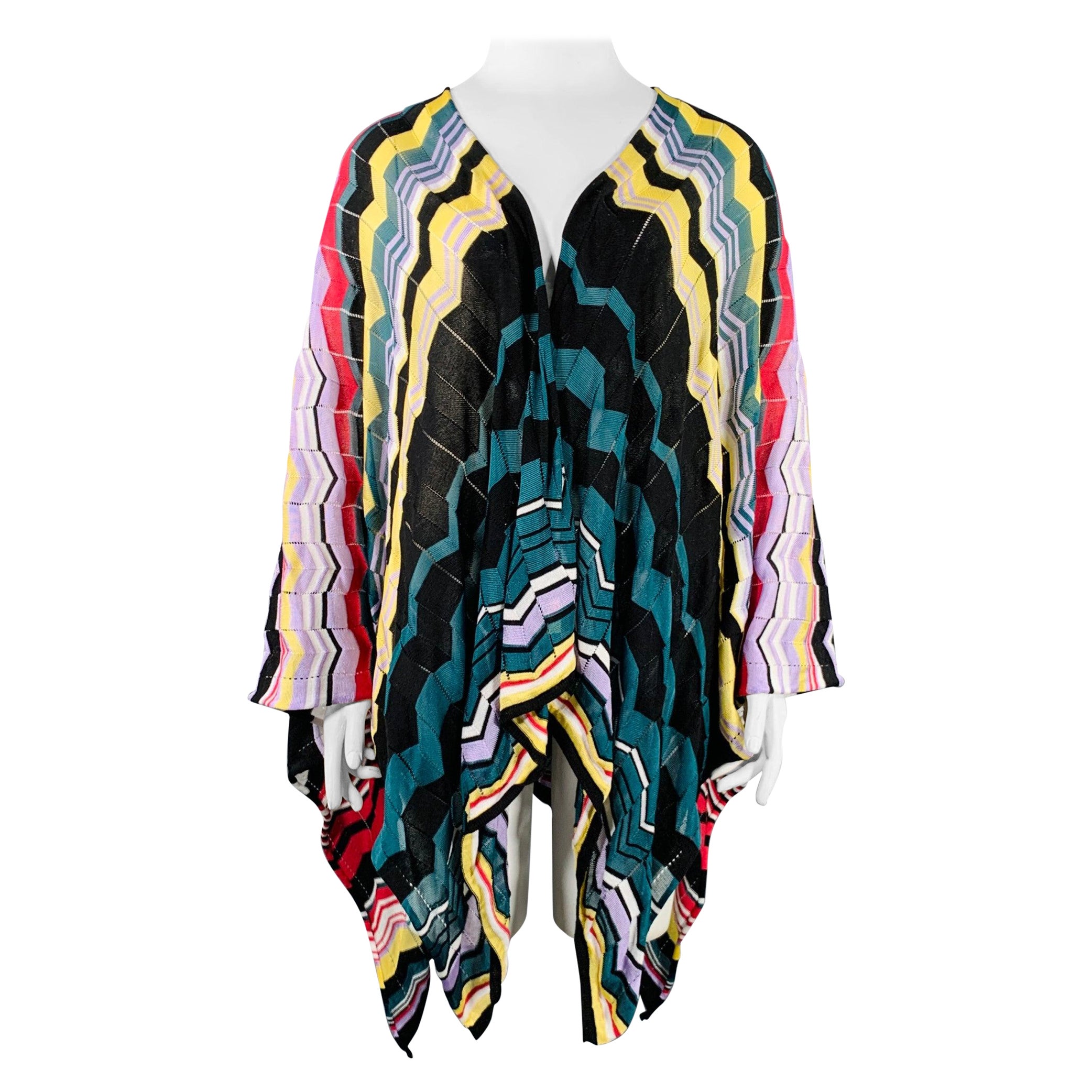 MISSONI Eine Größe Multi Farbe Baumwolle Mischung Zig Zag Schal lässig Top