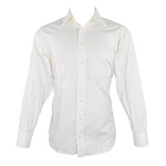 BURBERRY LONDON Size S White Cotton One Pocket Long Sleeve Shirt
