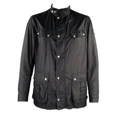 BARBOUR Size XXL Enfield Black Waxed Canvas Parka Jacket