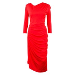 Vivienne Westwood Taglia XS Vestito a maniche lunghe in viscosa rossa con increspature
