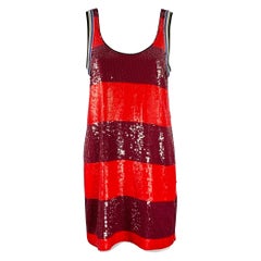 3.1 PHILLIP LIM Size S Red Burgundy Silk Stripe Tank Shift Dress