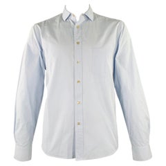 PAUL SMITH Size L Blue Cotton One Pocket Long Sleeve Shirt