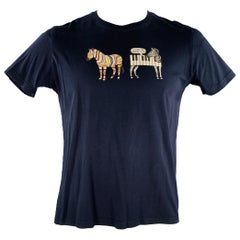PAUL SMITH Size L Black Multi Color Zebra Cotton Short Sleeve T-shirt