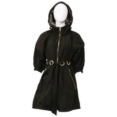 KENZO Black Short Sleeves Hooded Parka Rain Coat
