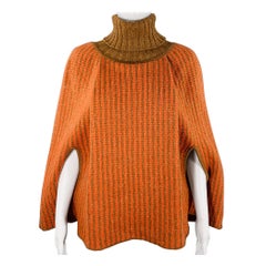 M MISSONI Talla S Naranja Marrón Rayas Cuello vuelto Capa