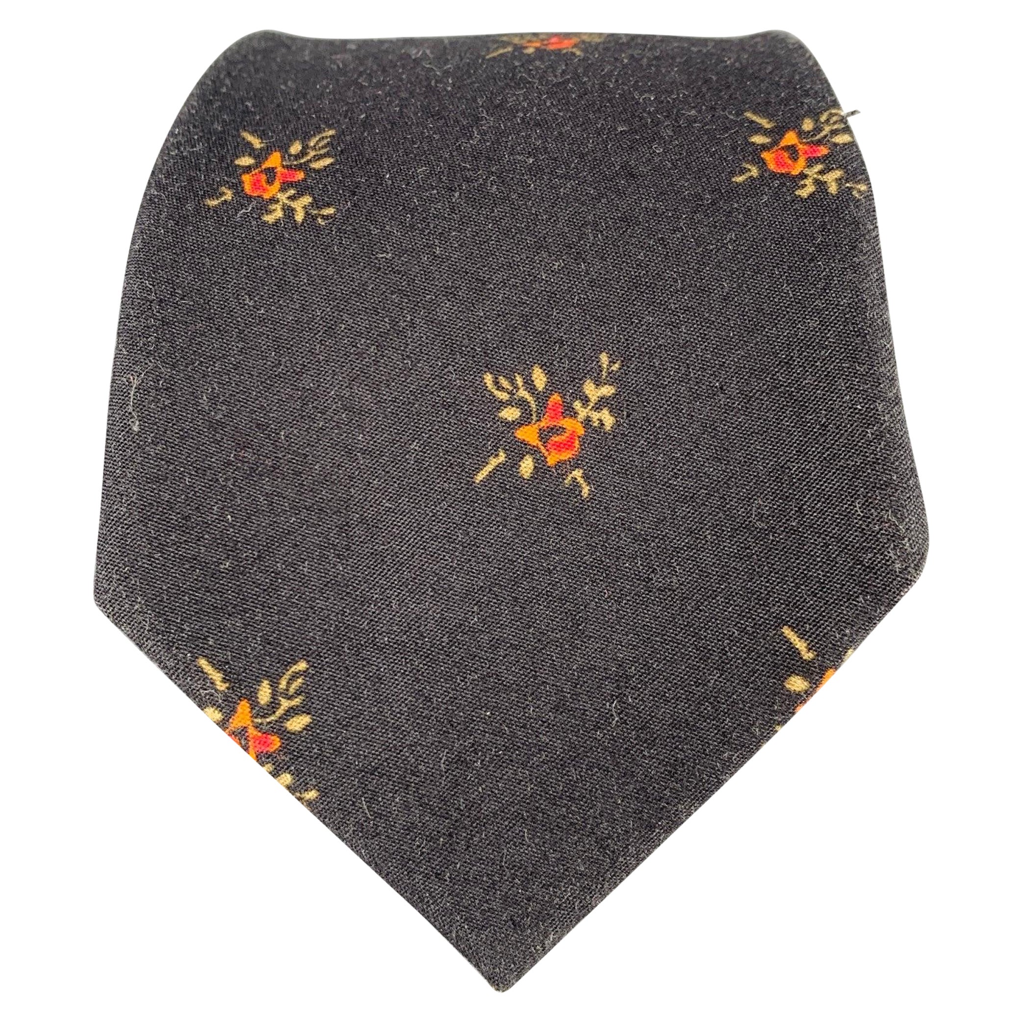 GIVENCHY Black Red Floral Cotton Tie