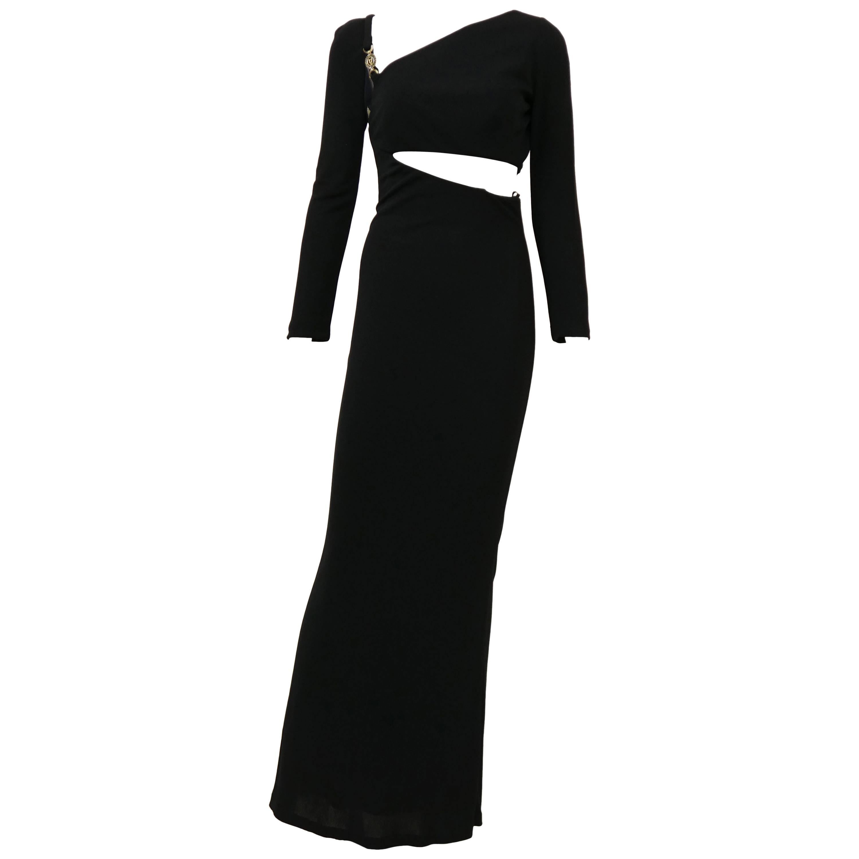 1980s GIANNI VERSACE Black Long Asymmetric Dress