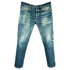 DIOR HOMME Size 31 Blue Washed Cotton Button Fly Jeans