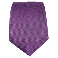 JOHN VARVATOS Purple Black White Diagonal Stripe Silk Tie