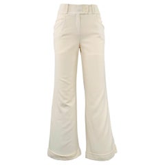 CHRISTIAN DIOR Size 4 Cream Viscose Blend Wide Leg Dress Pants