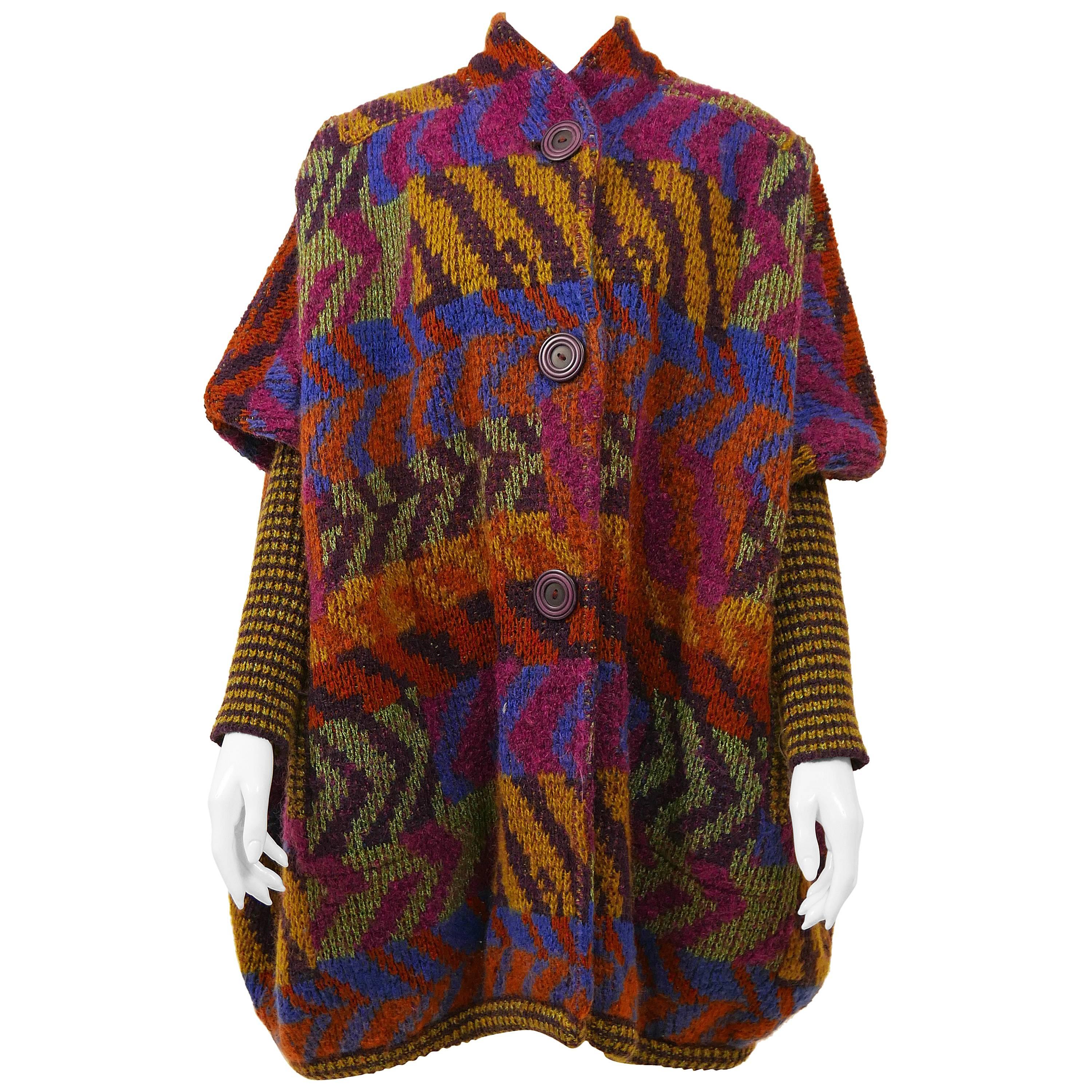 1980s MISSONI Knitted Wool Oversize Sweater Jacket