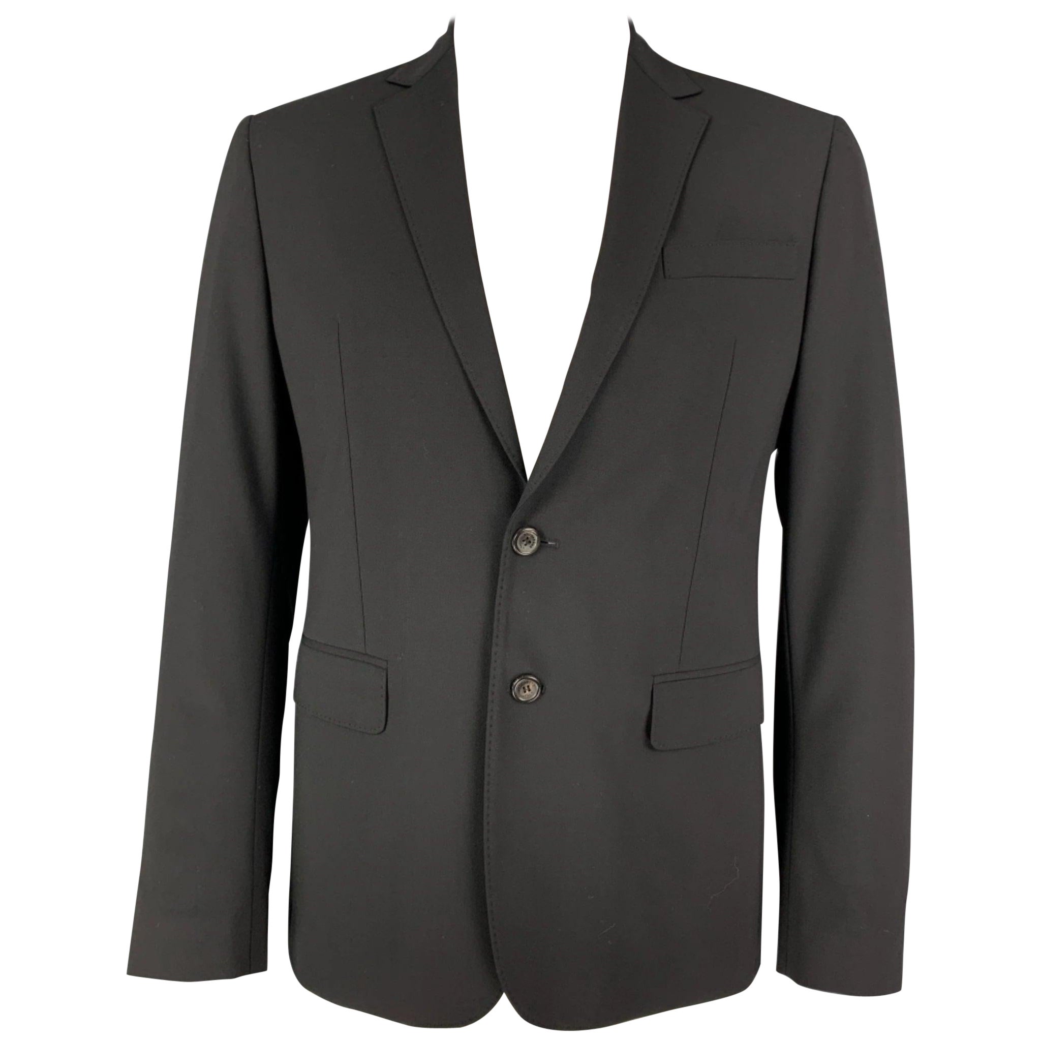 DSQUARED2 Talla 44 Abrigo negro de lana con solapa de muesca