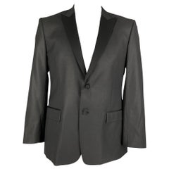 Versace Collection Taille 42 Manteau de sport noir en polyester mélangé à revers en pointe