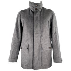 BURBERRY LONDON Size 42 Grey Polyamide Blend Zip Buttons Coat