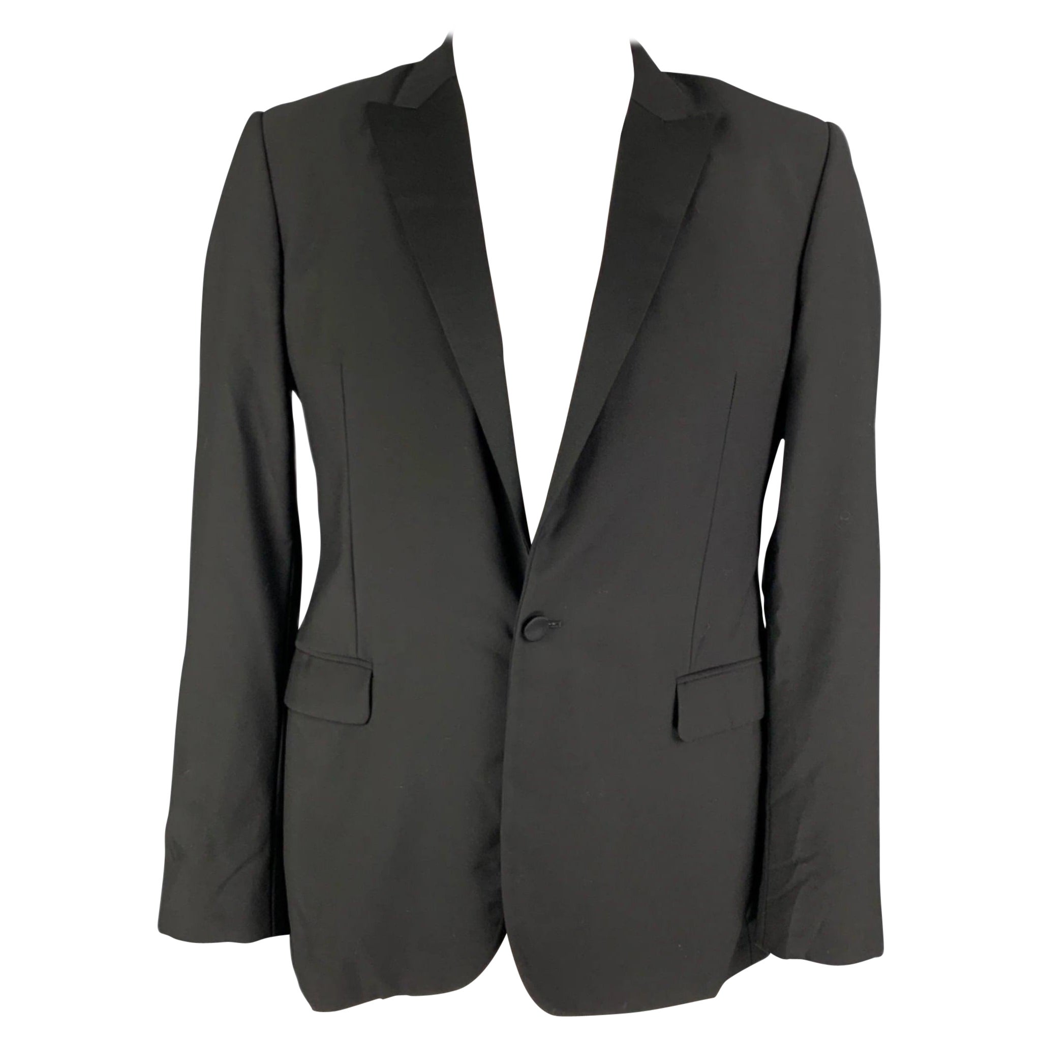 Calvin Klein Collection Taglia 41 Cappotto sportivo smoking in lana nera