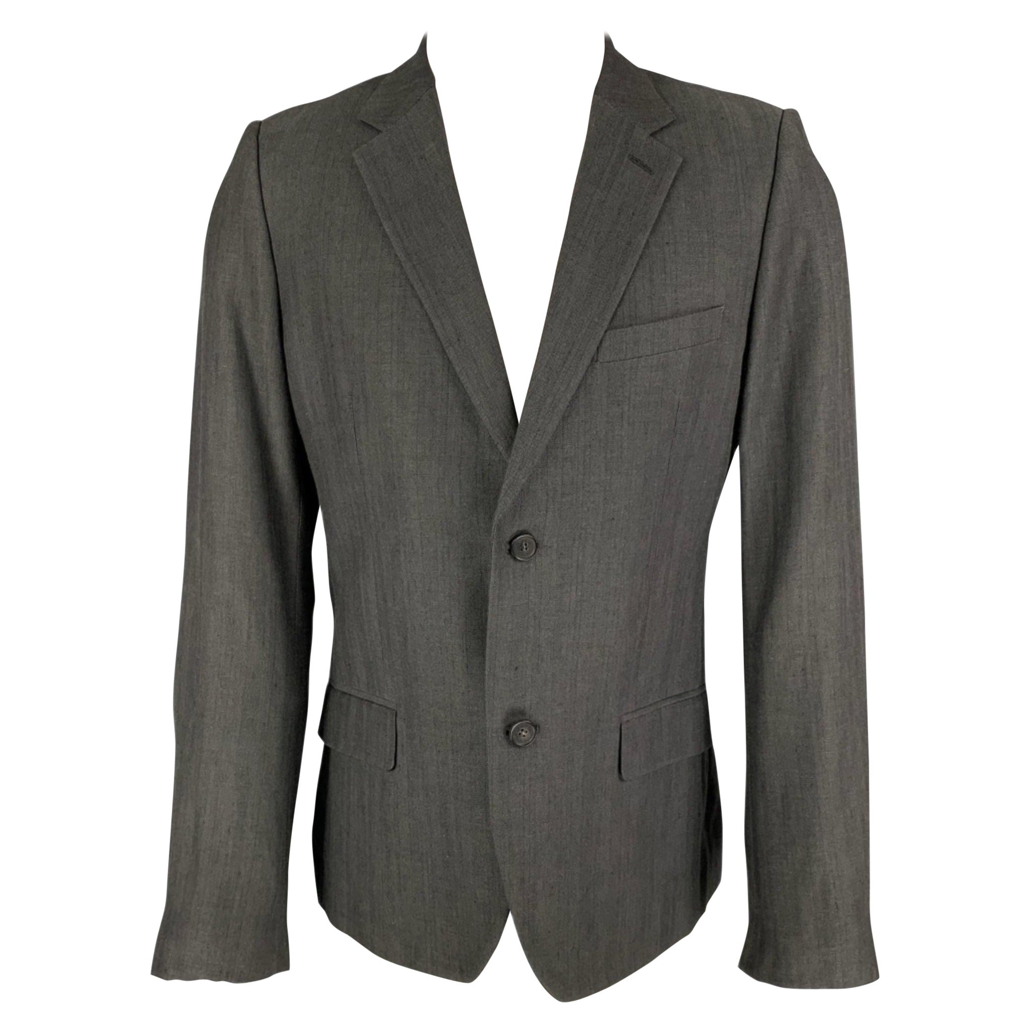 CALVIN KLEIN COLLECTION - Manteau de sport en laine et lin anthracite, taille 38
