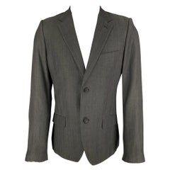 CALVIN KLEIN COLLECTION Size 38 Charcoal Wool Linen Sport Coat