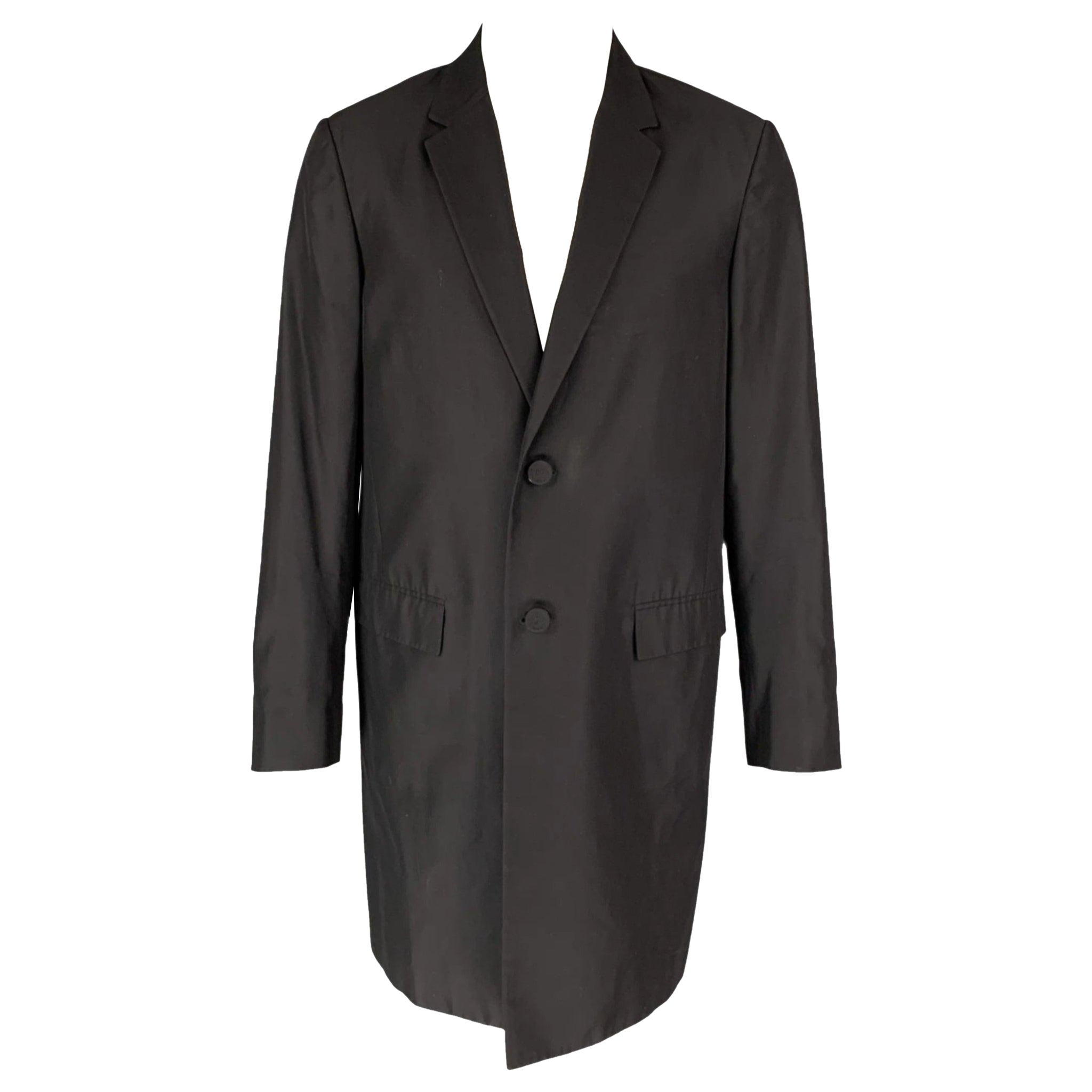 CALVIN KLEIN COLLECTION Size 38 Black Silk Lightweight Coat For Sale